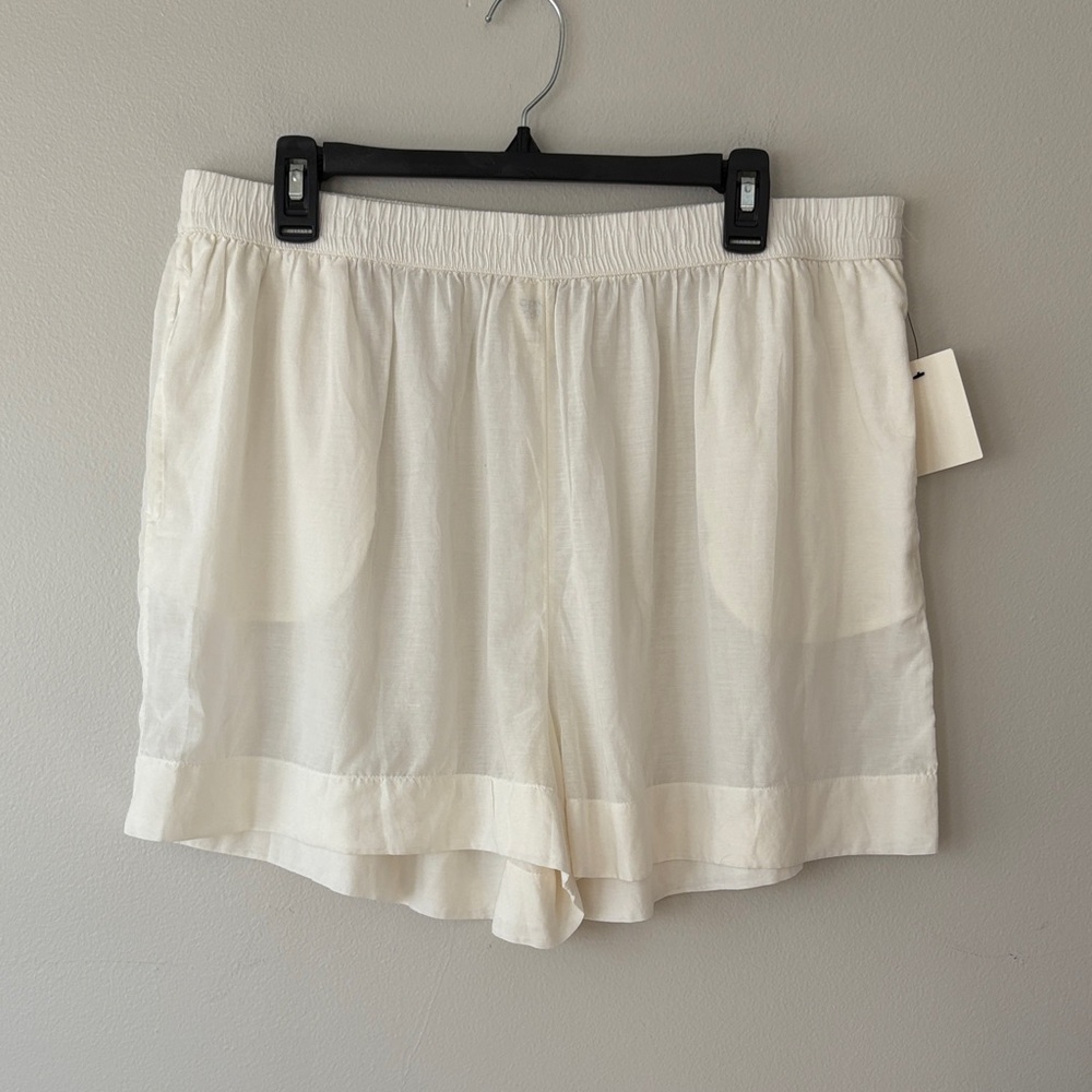 Open Edit Women's White Shorts Elastic Waistband And Side Pockets NWT
